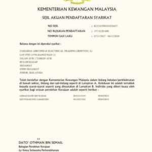 Tambah Kod Bidang MOF